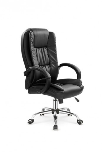 Scaun de birou directorial, tapitat cu piele ecologica Rowan Negru, l64xA75xH110-118 cm