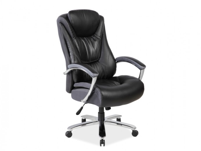 Scaun de birou directorial tapitat cu piele ecologica si stofa, Ceron Negru, l70xA57xH122-130 cm