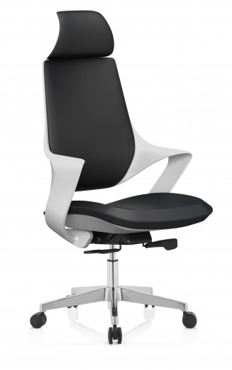 Scaun de birou ergonomic tapitat cu piele ecologica Spectre Black / White, l59xA60xH107-115 cm