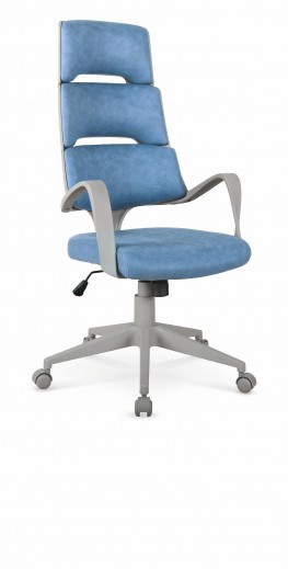 Scaun de birou ergonomic, tapitat cu piele ecologica Caliente Albastru / Gri, l62xA62xH117-127 cm