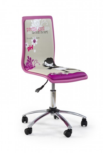 Scaun de birou pentru copii, tapitat cu piele ecologica Filipa 1 Roz, l43xA49xH86-98 cm