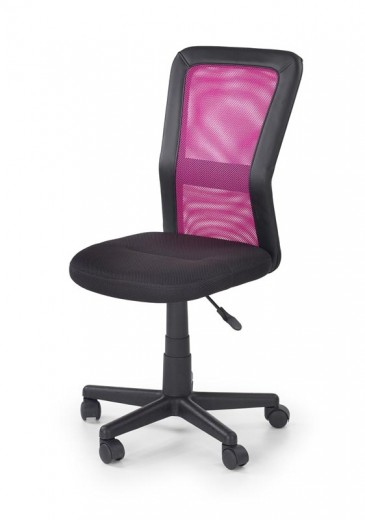 Scaun de birou pentru copii, tapitat cu stofa si piele ecologica Cosmin Pink / Black, l42xA56xH88-98 cm