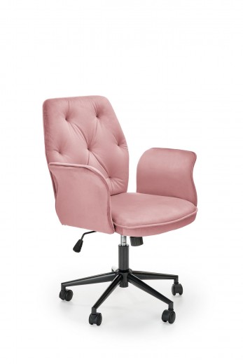 Scaun de birou tapitat cu stofa, Tully Velvet Roz / Negru, l65xA63xH90-100 cm
