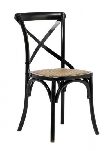 Set 2 Scaune din lemn de mesteacan si rattan Vintage Black