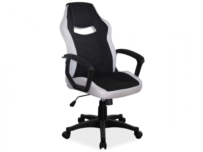 Scaun gaming tapitat cu stofa Camira Negru / Gri, l59xA49xH106-116 cm