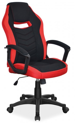 Scaun gaming tapitat cu stofa Camira Negru / Rosu, l59xA49xH106-116 cm