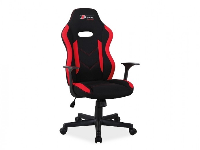 Scaun gaming tapitat cu stofa Raziel Rosu / Negru, l65xA47xH109-119 cm