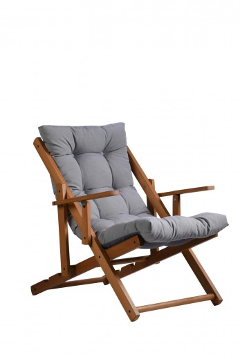 Scaun pliabil pentru gradina / terasa, din lemn, Repose Natural / Gri, l70xA90xH95 cm