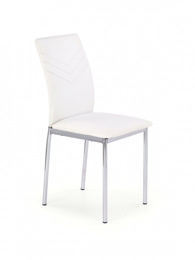 Scaun tapitat cu piele ecologica, cu picioare metalice Kai-137 White, l43xA49xH92 cm