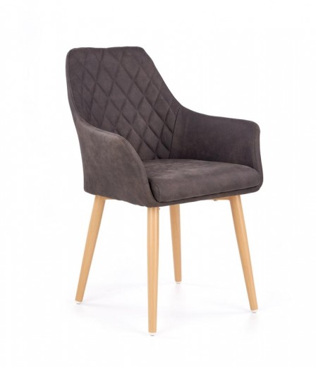 Scaun tapitat cu piele ecologica, cu picioare metalice Kai-287 Maro inchis, l58xA61xH85 cm