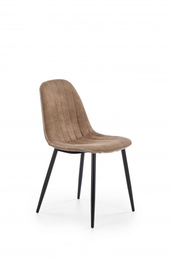 Scaun tapitat cu piele ecologica, cu picioare metalice Kai-328 Bej inchis, l53xA51xH80 cm