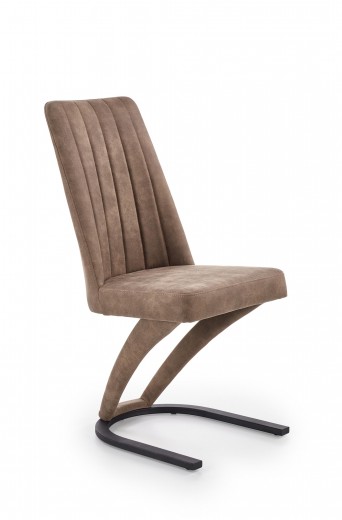 Scaun tapitat cu piele ecologica, cu picioare metalice Kai-338 Maro, l46xA61xH98 cm
