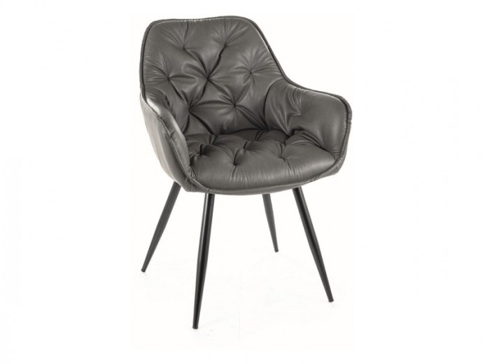 Scaun tapitat cu piele ecologica si picioare metalice Clyde Gri / Negru Mat, l57xA58xH87 cm