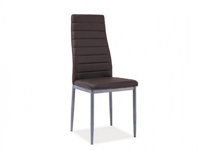 Scaun tapitat cu piele ecologica si picioare metalice, Han-261 Bis Maro / Aluminiu, l40xA38xH96 cm