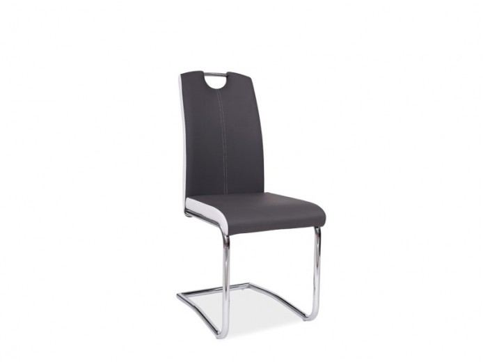 Scaun tapitat cu piele ecologica si picioare metalice, Han-341 Gri Inchis / Crom, l45xA44xH101 cm