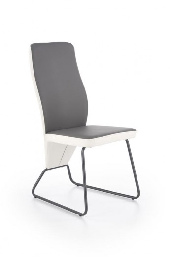 Scaun tapitat cu piele ecologica si picioare metalice Kai-300 Alb / Gri / Grafit, l46xA59xH96 cm