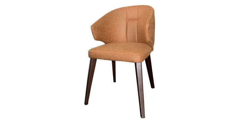 Scaun tapitat cu piele ecologica, Venera II Caramiziu, l54,5xA68xH81,5 cm
