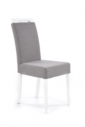 Scaun tapitat cu stofa, cu picioare din lemn Clarinda Gri / Alb, l42xA58xH97 cm