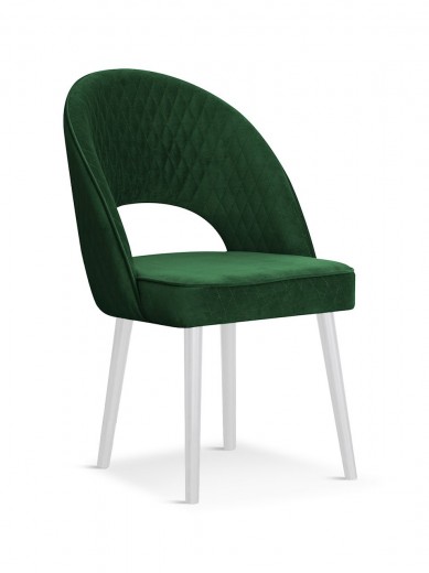 Scaun tapitat cu stofa si picioare din lemn Ponte Velvet Verde / Alb, l56xA63xH89 cm