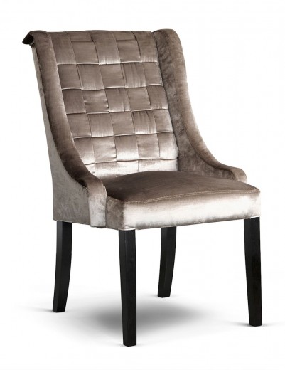 Scaun tapitat cu stofa, cu picioare din lemn Prince Glamour Velvet Argintiu / Negru, l55xA70xH105 cm