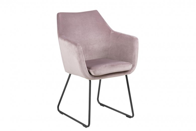Scaun tapitat cu stofa, cu picioare din metal Nora Dusty Rose, l58xA58xH83,5 cm