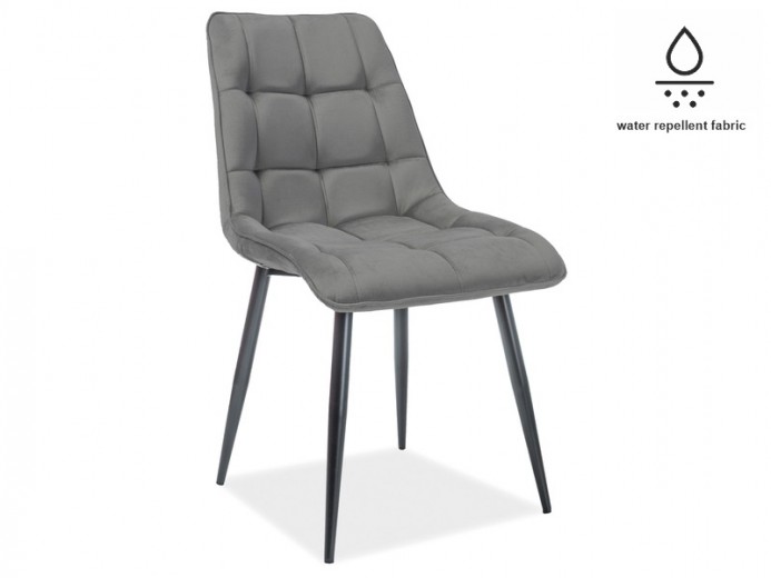 Scaun tapitat cu stofa, cu picioare metalice Chase Matt Velvet Gri / Negru, l50xA58xH88 cm