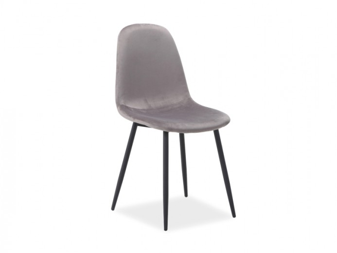 Scaun tapitat cu stofa, cu picioare metalice Franky Velvet Gri / Negru, l43xA51xH89 cm
