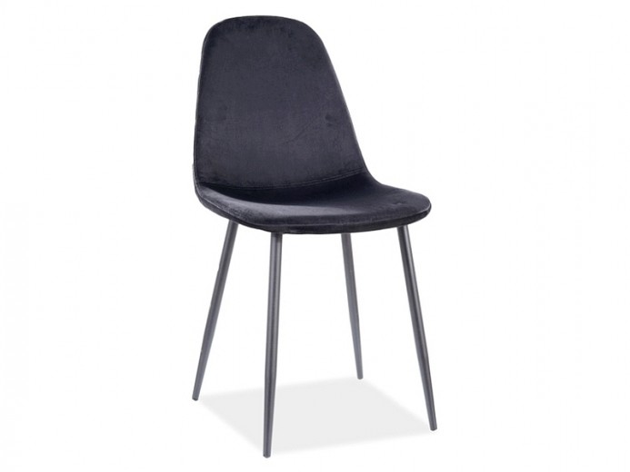 Scaun tapitat cu stofa, cu picioare metalice Franky Velvet Negru, l43xA51xH89 cm