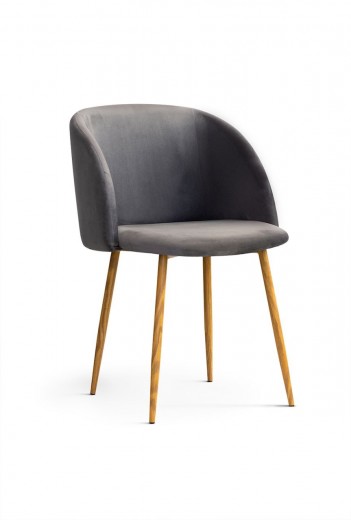 Scaun tapitat cu stofa, cu picioare metalice July II Dark Grey / Oak, l55xA61xH83 cm