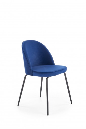 Scaun tapitat cu stofa, cu picioare metalice Kai-314 Velvet Albastru Inchis / Negru, l49xA50xH80 cm
