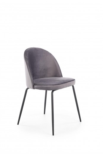 Scaun tapitat cu stofa si picioare metalice, Kai-314 Velvet Gri / Negru, l49xA50xH80 cm