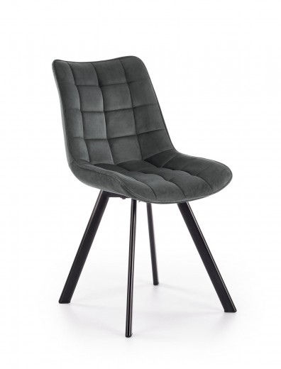 Scaun tapitat cu stofa si picioare metalice, Kai-332 Velvet Gri inchis / Negru, l46xA61xH84 cm