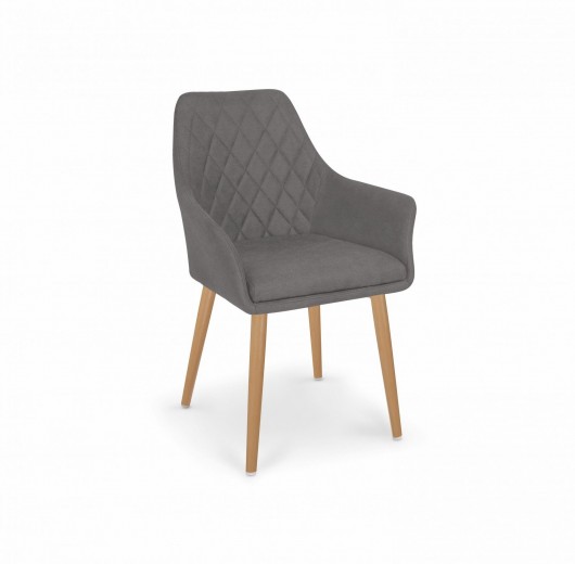 Scaun tapitat cu stofa, cu picioare metalice Kai-343 Gri, l58xA61xH85 cm