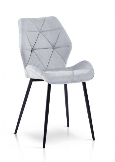 Scaun tapitat cu stofa, cu picioare metalice Napoli Velvet Gri deschis / Negru, l49xA55xH84 cm