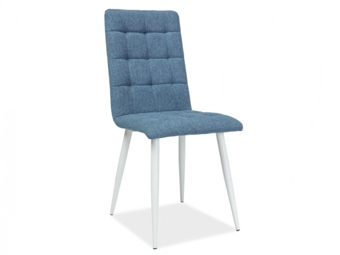 Scaun tapitat cu stofa, cu picioare metalice Otelis Blue / White, l44xA39xH94 cm