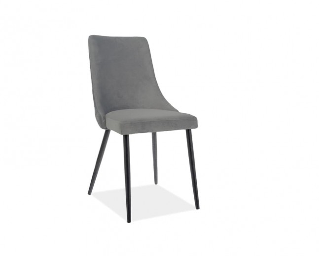 Scaun tapitat cu stofa, cu picioare metalice Pirro B Matt Velvet Gri / Negru, l47xA59xH93 cm