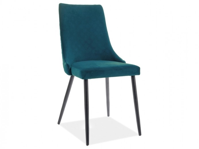 Scaun tapitat cu stofa, cu picioare metalice Pirro B Matt Velvet Turcoaz / Negru, l47xA59xH93 cm
