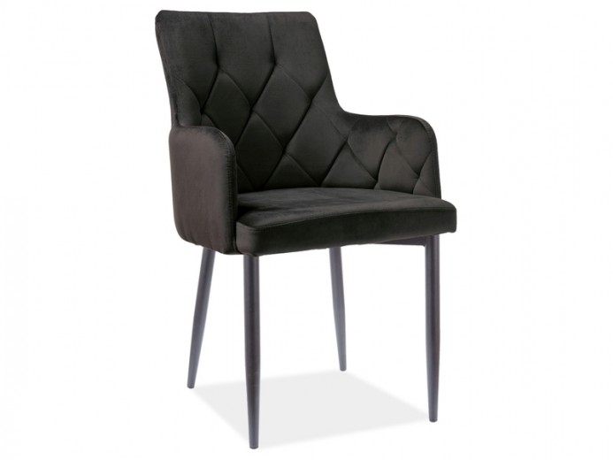 Scaun tapitat cu stofa si picioare metalice Richelle B Velvet Negru, l57xA55xH87 cm
