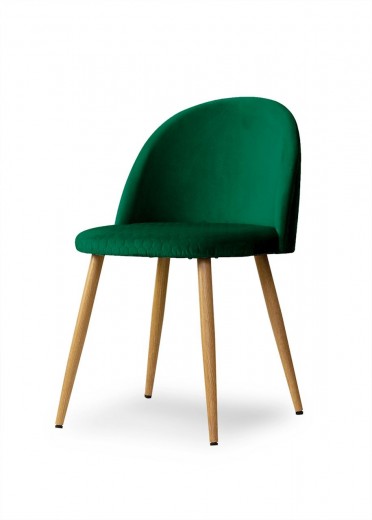 Scaun tapitat cu stofa, cu picioare metalice Song Comb Green / Oak, l50xA52xH78 cm