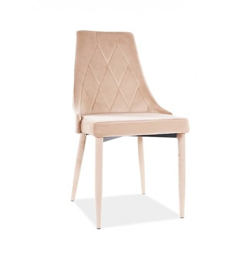 Scaun tapitat cu stofa si picioare metalice Trisha Velvet Bej, l49xA59xH89 cm