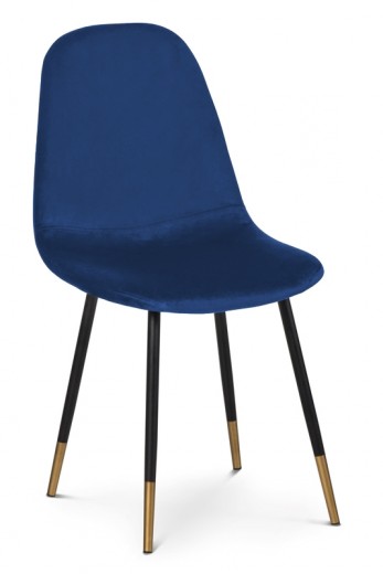 Scaun tapitat cu stofa, cu picioare metalice Viktor Blue / Black / Gold, l44xA52xH87 cm