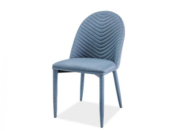 Scaun tapitat cu stofa si picioare metalice Lexie Albastru, l46xA43xH85 cm