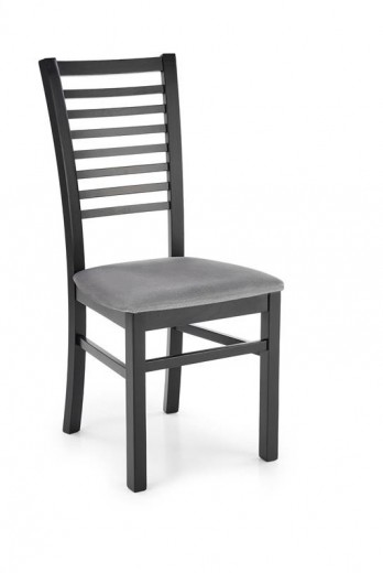 Scaun tapitat cu stofa si picioare din lemn, Garson VI Velvet Gri / Negru, l44xA55xH96 cm
