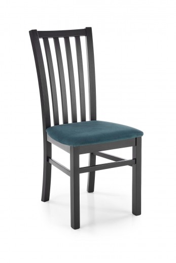 Scaun tapitat cu stofa si picioare din lemn, Garson VII Velvet Petrol / Negru, l44xA55xH96 cm