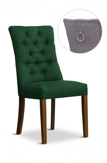 Scaun tapitat cu stofa si picioare din lemn, Lord II Velvet Verde / Nuc, l51xA62xH100 cm