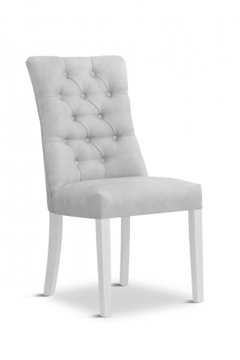 Scaun tapitat cu stofa si picioare din lemn, Lord Velvet Argintiu / Alb, l51xA62xH100 cm