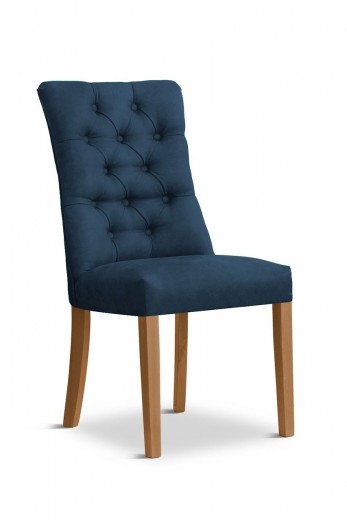Scaun tapitat cu stofa si picioare din lemn, Lord Velvet Bleumarin / Stejar, l51xA62xH100 cm