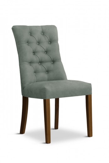 Scaun tapitat cu stofa si picioare din lemn, Lord Velvet Gri / Nuc, l51xA62xH100 cm