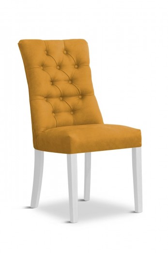 Scaun tapitat cu stofa si picioare din lemn, Lord Velvet Mustariu / Alb, l51xA62xH100 cm