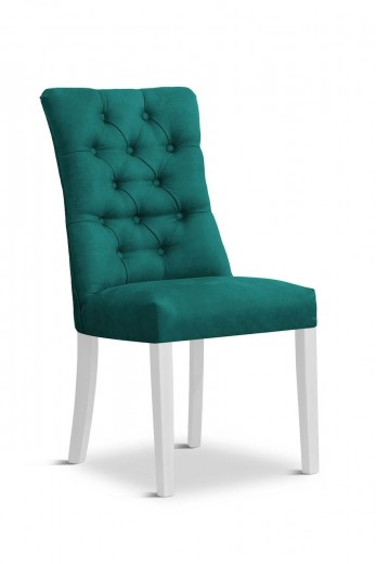 Scaun tapitat cu stofa si picioare din lemn, Lord Velvet Turcoaz / Alb, l51xA62xH100 cm